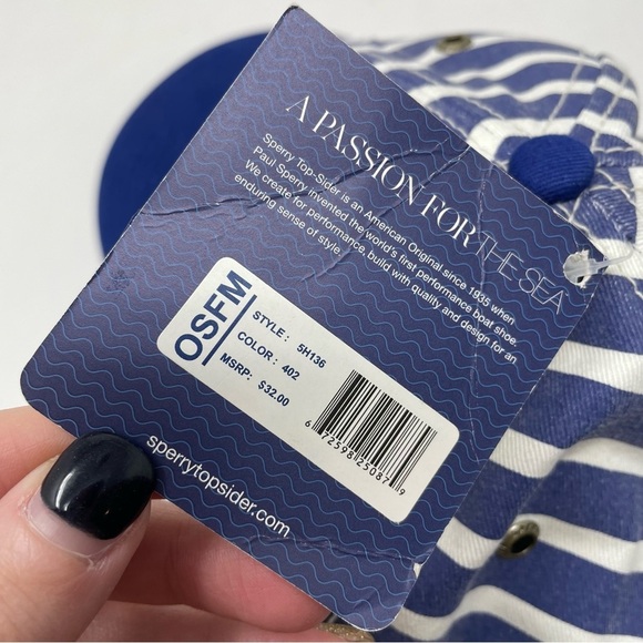 Sperry Topsider Stripe Nautical Hat NWT - Picture 4 of 7